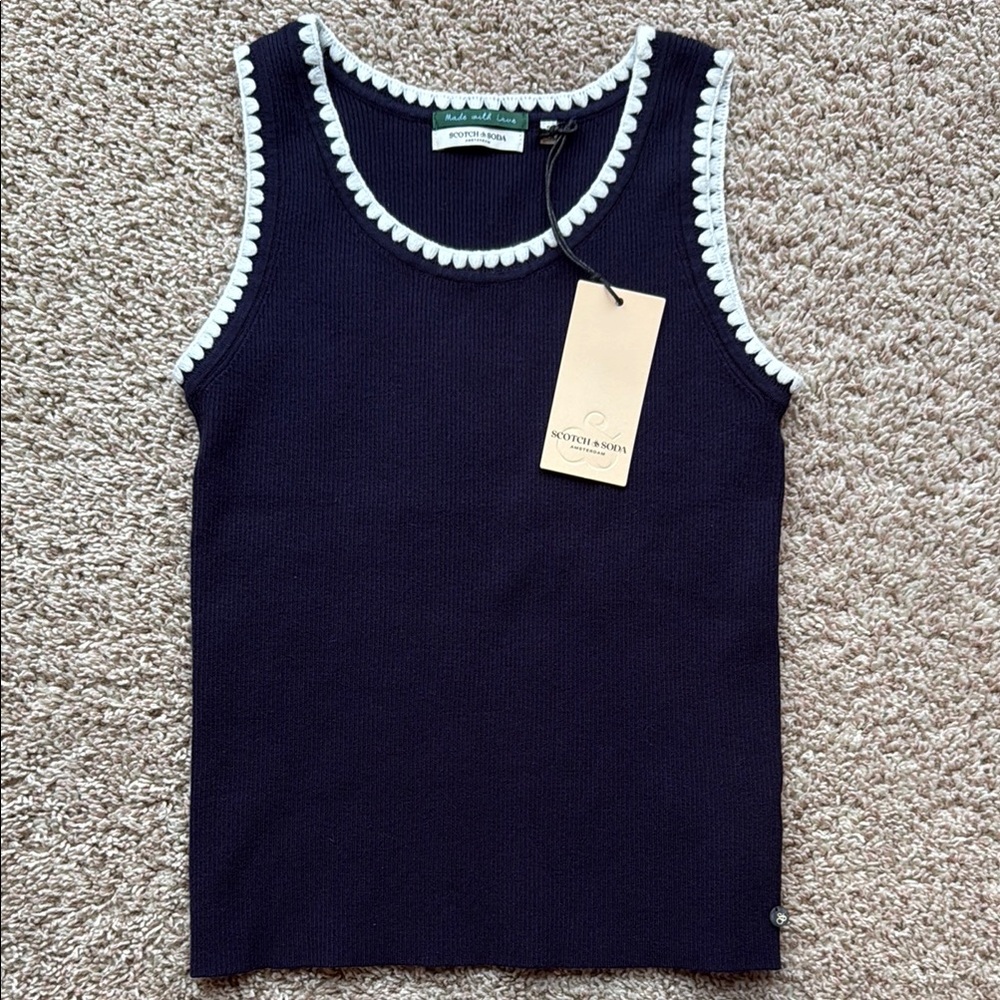 Scotch & Soda Navy and White Tank Top
